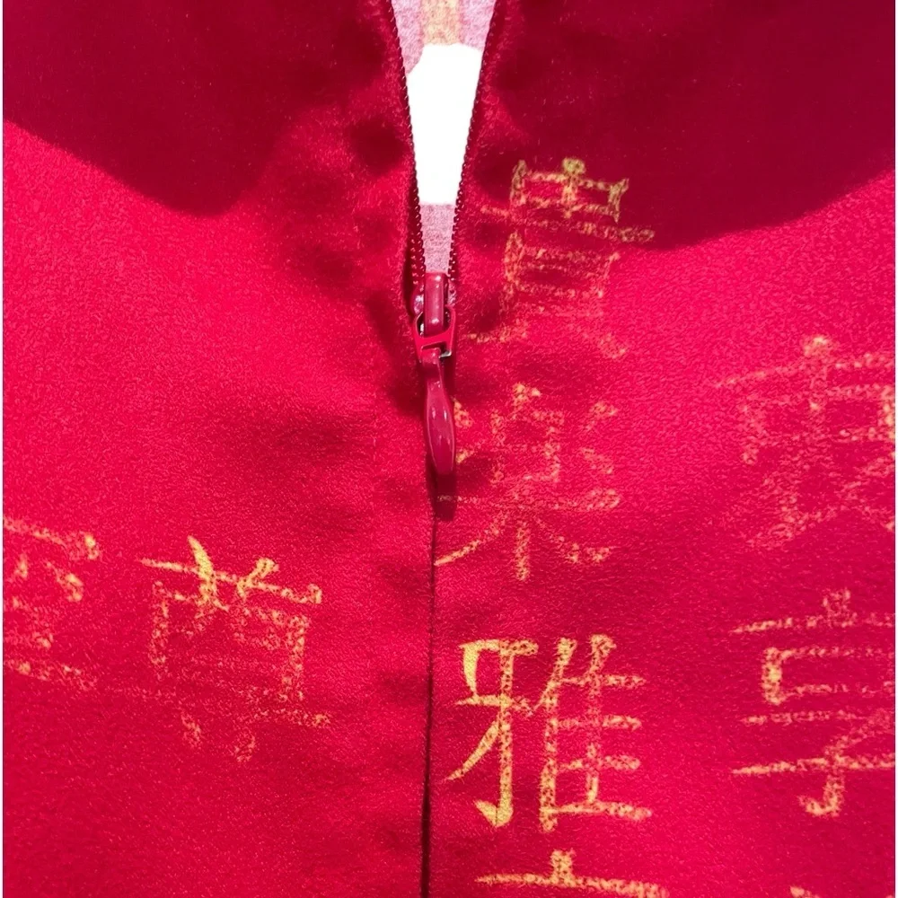 Chicos Red Asian Patterned Shirt/Jacket, Size 3 - Picture 3 of 6